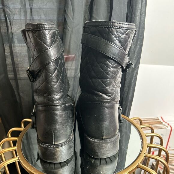 Zara Woman Quilted Leather Moto Boots - Picture 5 of 5